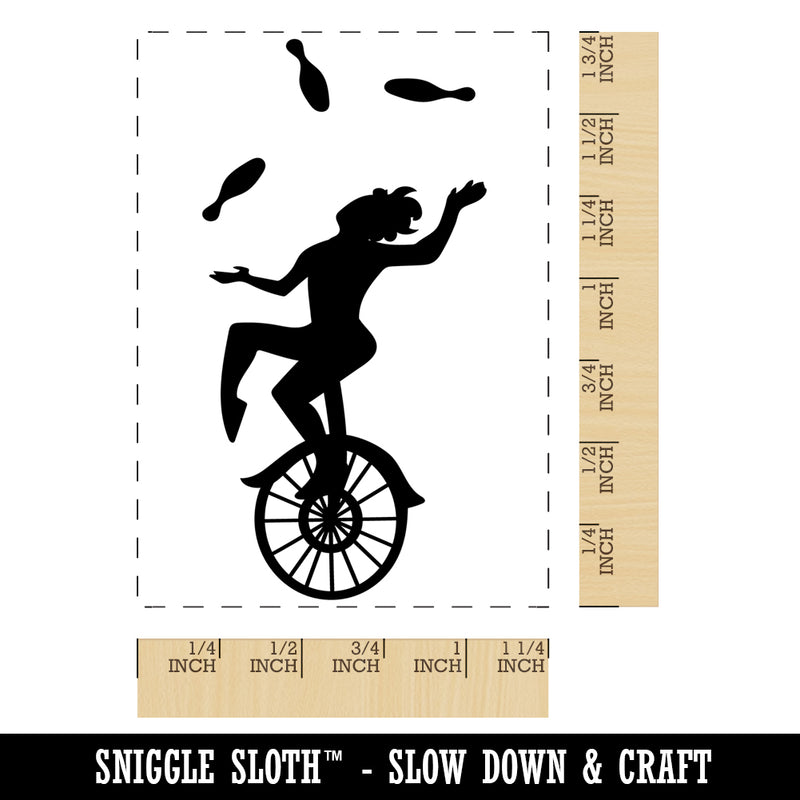 Circus Carnival Acrobat Juggling on Unicycle Rectangle Rubber Stamp for Stamping Crafting