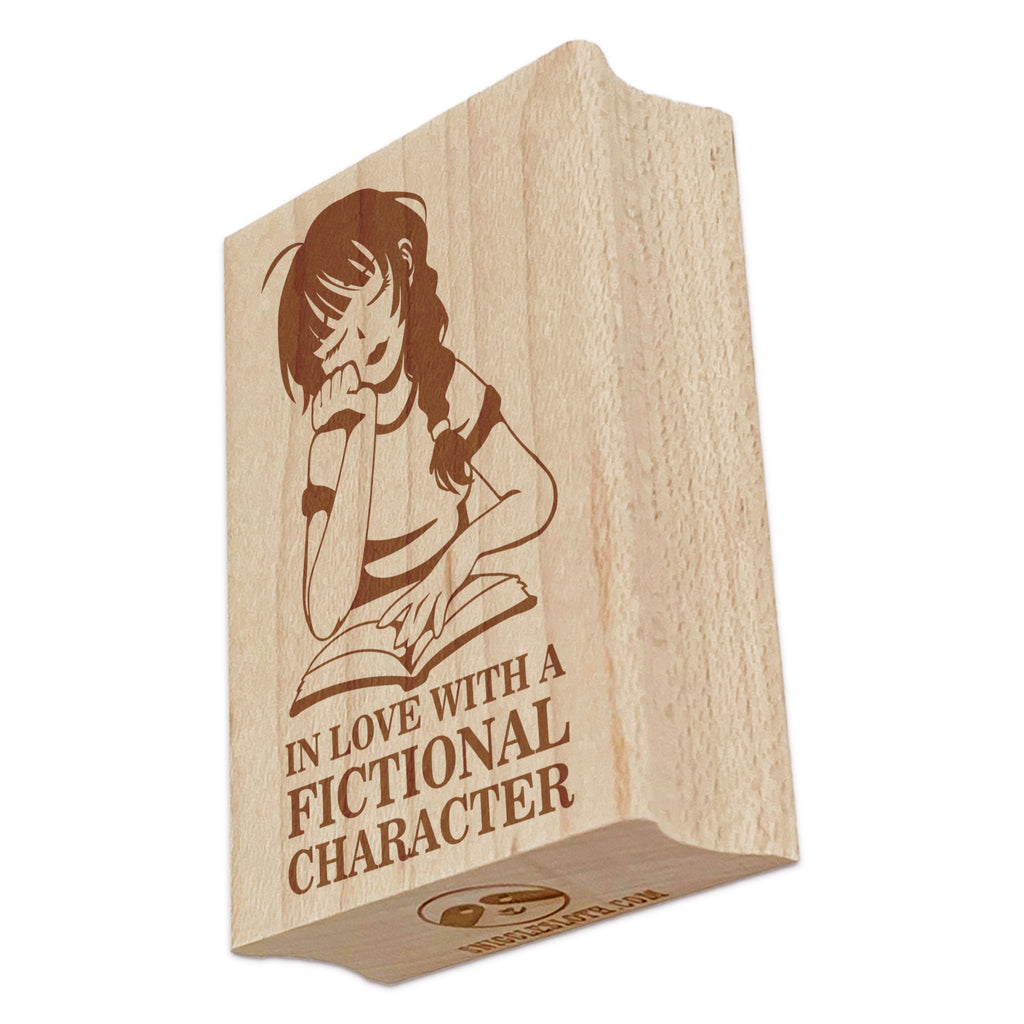 Girl In Love with Fictional Character Reading Rectangle Rubber Stamp for Stamping Crafting