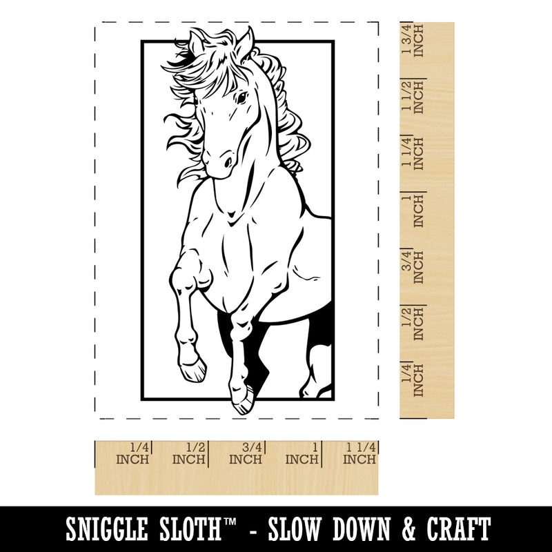 Majestic Horse Leaping Out of Frame Rectangle Rubber Stamp for Stamping Crafting