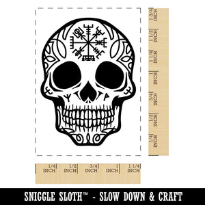 Norse Viking Rune Skull Rectangle Rubber Stamp for Stamping Crafting