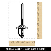 Pixel Rapier Fencing Sword RPG Video Games Rectangle Rubber Stamp for Stamping Crafting