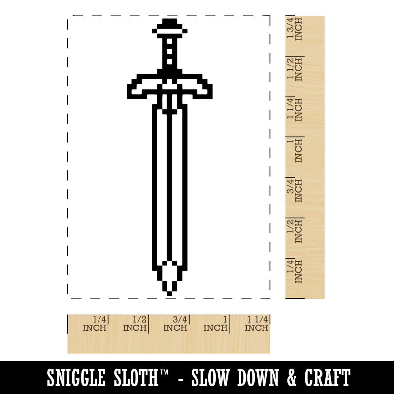 Pixel Sword RPG Video Games Rectangle Rubber Stamp for Stamping Crafting