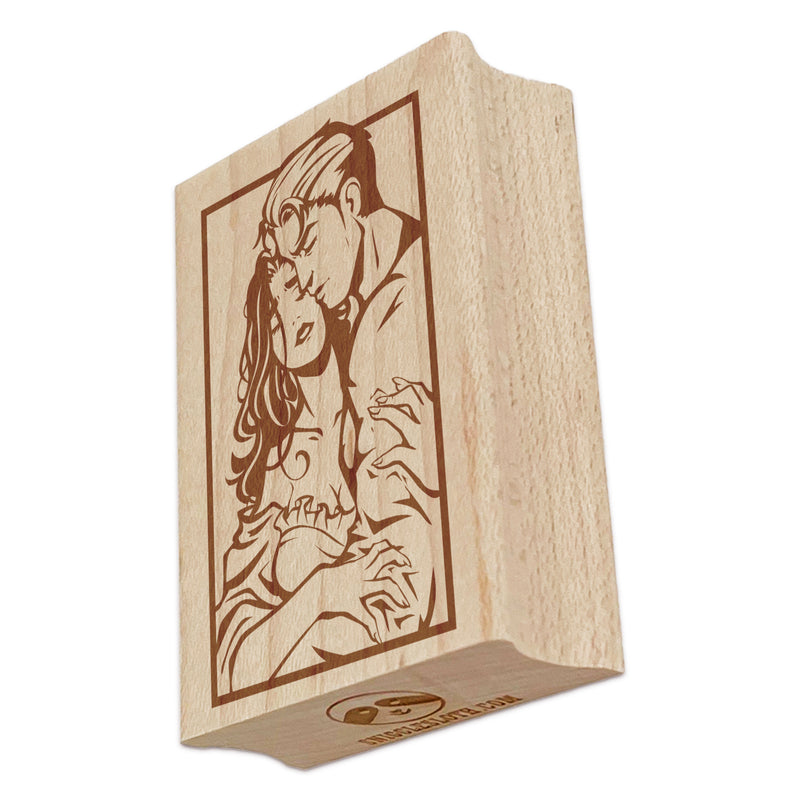 Romantic Couple Embrace Hug Lovers Rectangle Rubber Stamp for Stamping Crafting