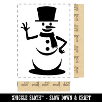 Simple Snowman Waving Winter Rectangle Rubber Stamp for Stamping Crafting