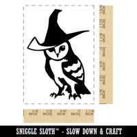 Wise Barn Owl with Witch Hat Rectangle Rubber Stamp for Stamping Crafting