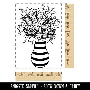 Butterfly Flower Bouquet Rectangle Rubber Stamp for Stamping Crafting