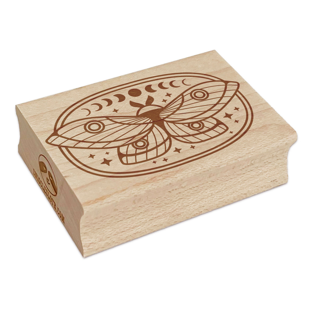 Celestial Lunar Moth Butterfly Rectangle Rubber Stamp for Stamping Crafting