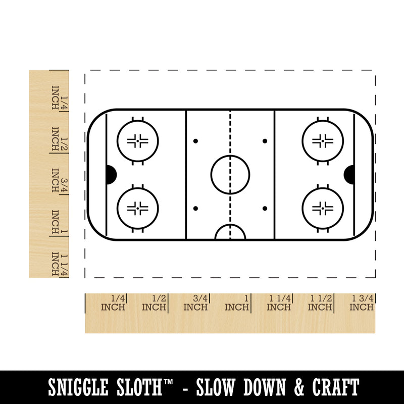 Ice Hockey Rink Aerial Top View Rectangle Rubber Stamp for Stamping Crafting