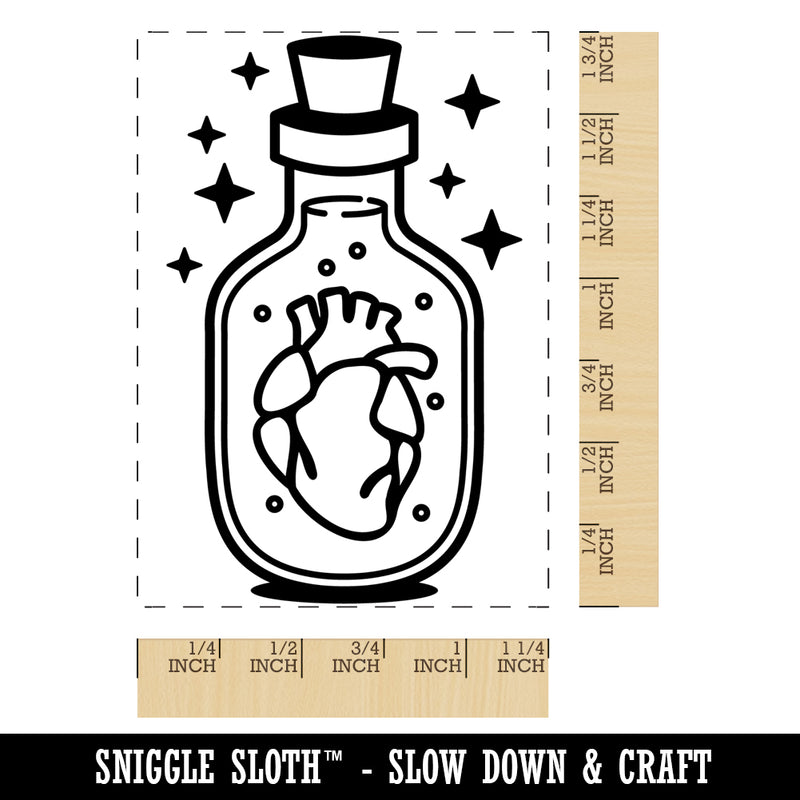 Heart in Bottle Rectangle Rubber Stamp for Stamping Crafting