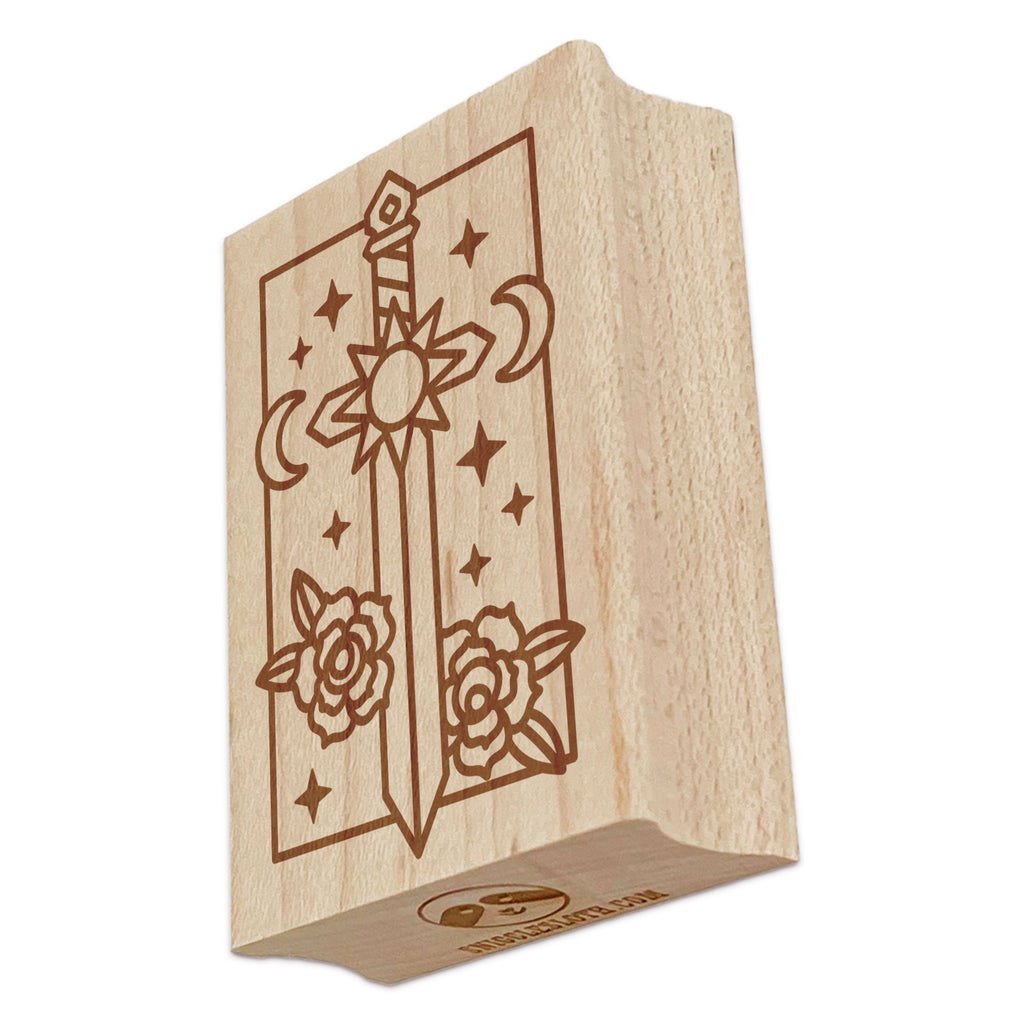 Magical Sword Sun Moon Stars Rectangle Rubber Stamp for Stamping Crafting