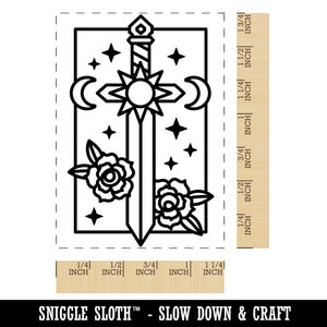 Magical Sword Sun Moon Stars Rectangle Rubber Stamp for Stamping Crafting