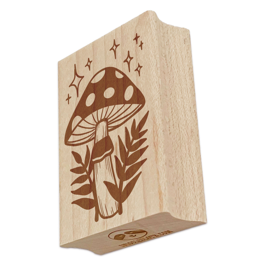 Magical Toadstool Mushroom Ferns Rectangle Rubber Stamp for Stamping Crafting