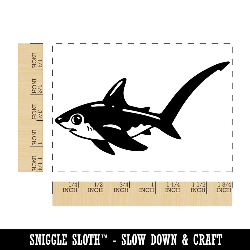 Adorable Thresher Shark Rectangle Rubber Stamp for Stamping Crafting