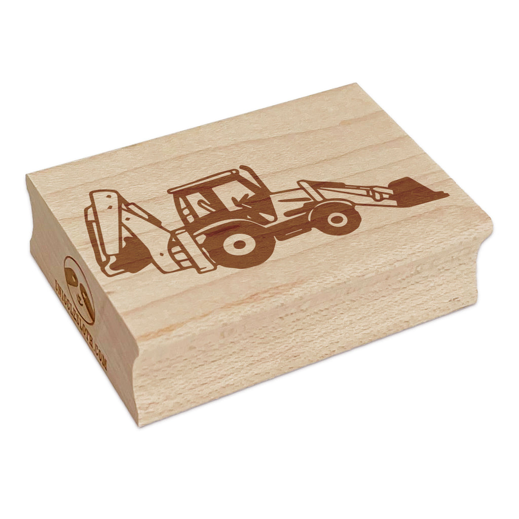 Backhoe Construction Building Vehicle Rectangle Rubber Stamp for Stamping Crafting
