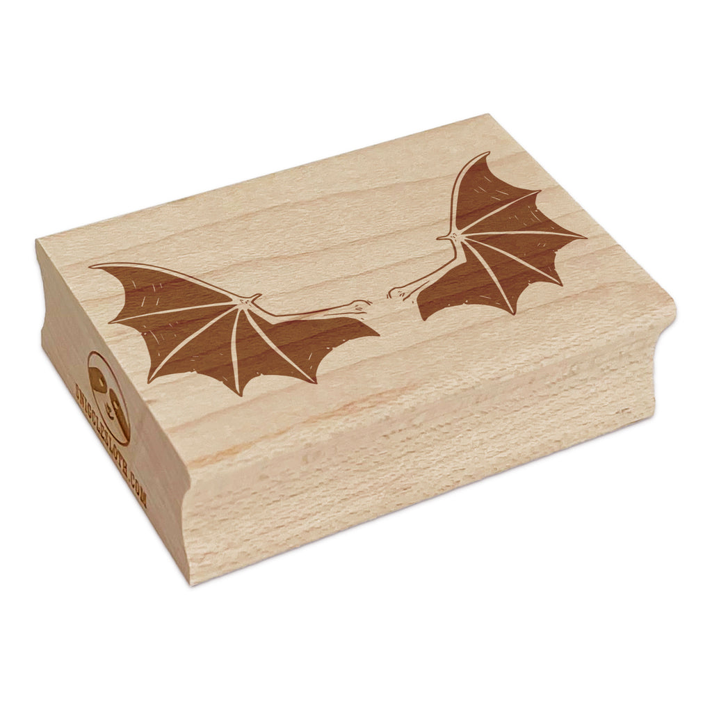 Bat Demon Devil Wings Rectangle Rubber Stamp for Stamping Crafting