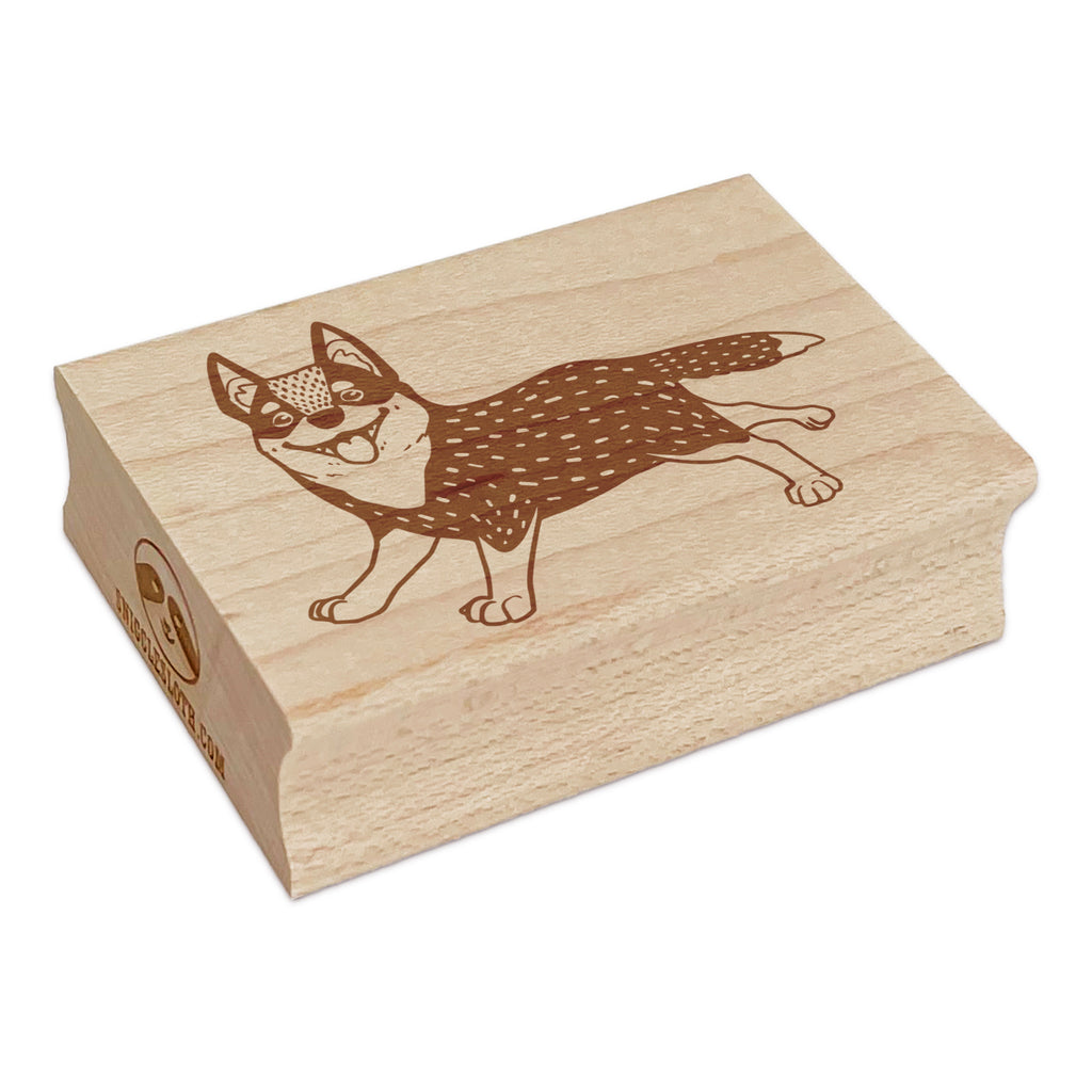 Cartoon Australian Cattle Dog Rectangle Rubber Stamp for Stamping Crafting