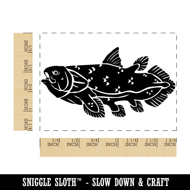 Coelacanth Prehistoric Fish Living Fossil Rectangle Rubber Stamp for Stamping Crafting