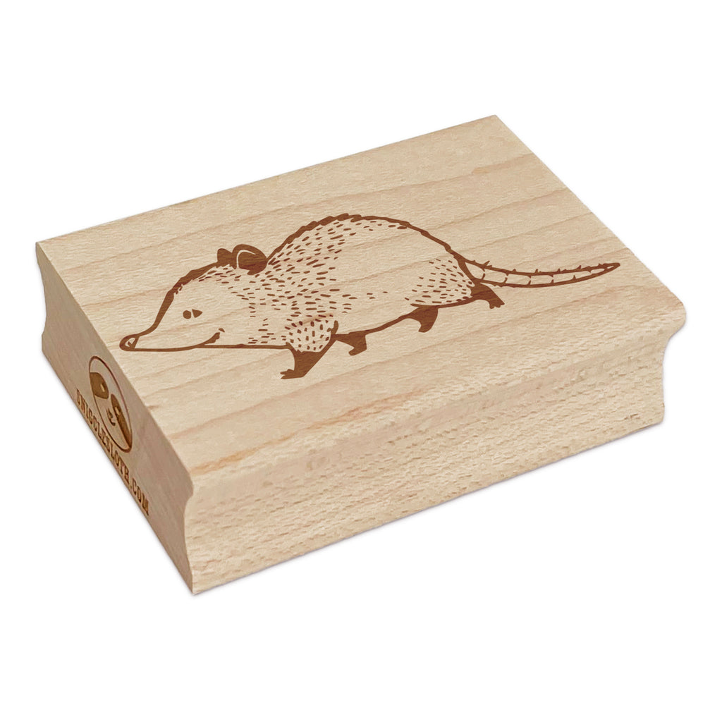 Cute Chubby Opossum Walking Rectangle Rubber Stamp for Stamping Crafting