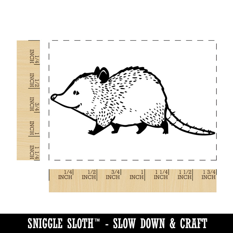 Cute Chubby Opossum Walking Rectangle Rubber Stamp for Stamping Crafting