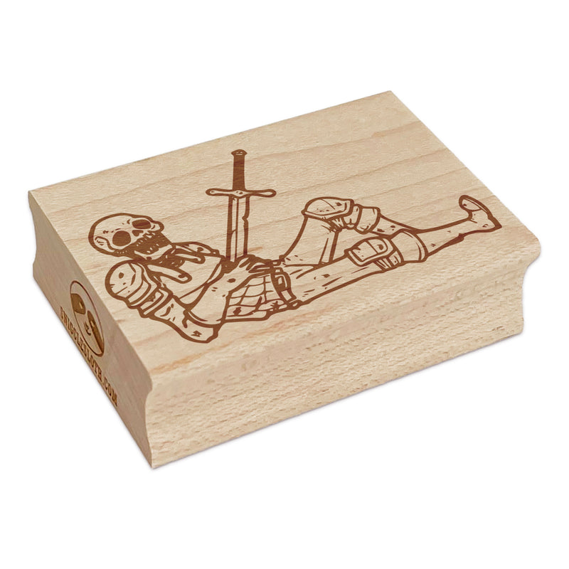 Dead Skeleton Warrior with Sword Rectangle Rubber Stamp for Stamping Crafting