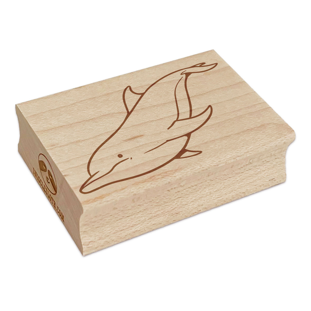 Diving Bottlenose Dolphin Rectangle Rubber Stamp for Stamping Crafting