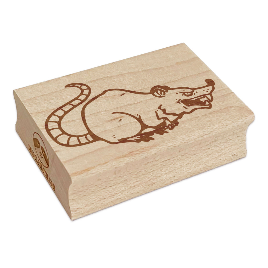 Evil Scheming Rat Rodent Rectangle Rubber Stamp for Stamping Crafting