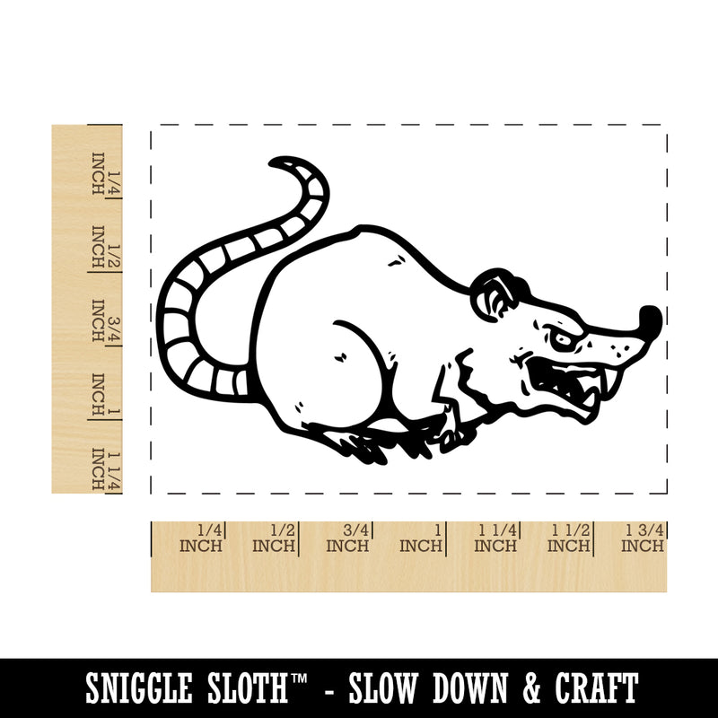 Evil Scheming Rat Rodent Rectangle Rubber Stamp for Stamping Crafting