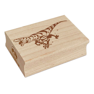 Fierce Running Velociraptor Dinosaur Rectangle Rubber Stamp for Stamping Crafting