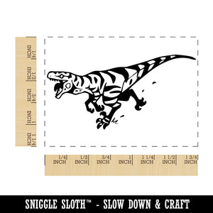 Fierce Running Velociraptor Dinosaur Rectangle Rubber Stamp for Stamping Crafting
