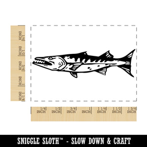 Great Barracuda Toothy Fish Rectangle Rubber Stamp for Stamping Crafting