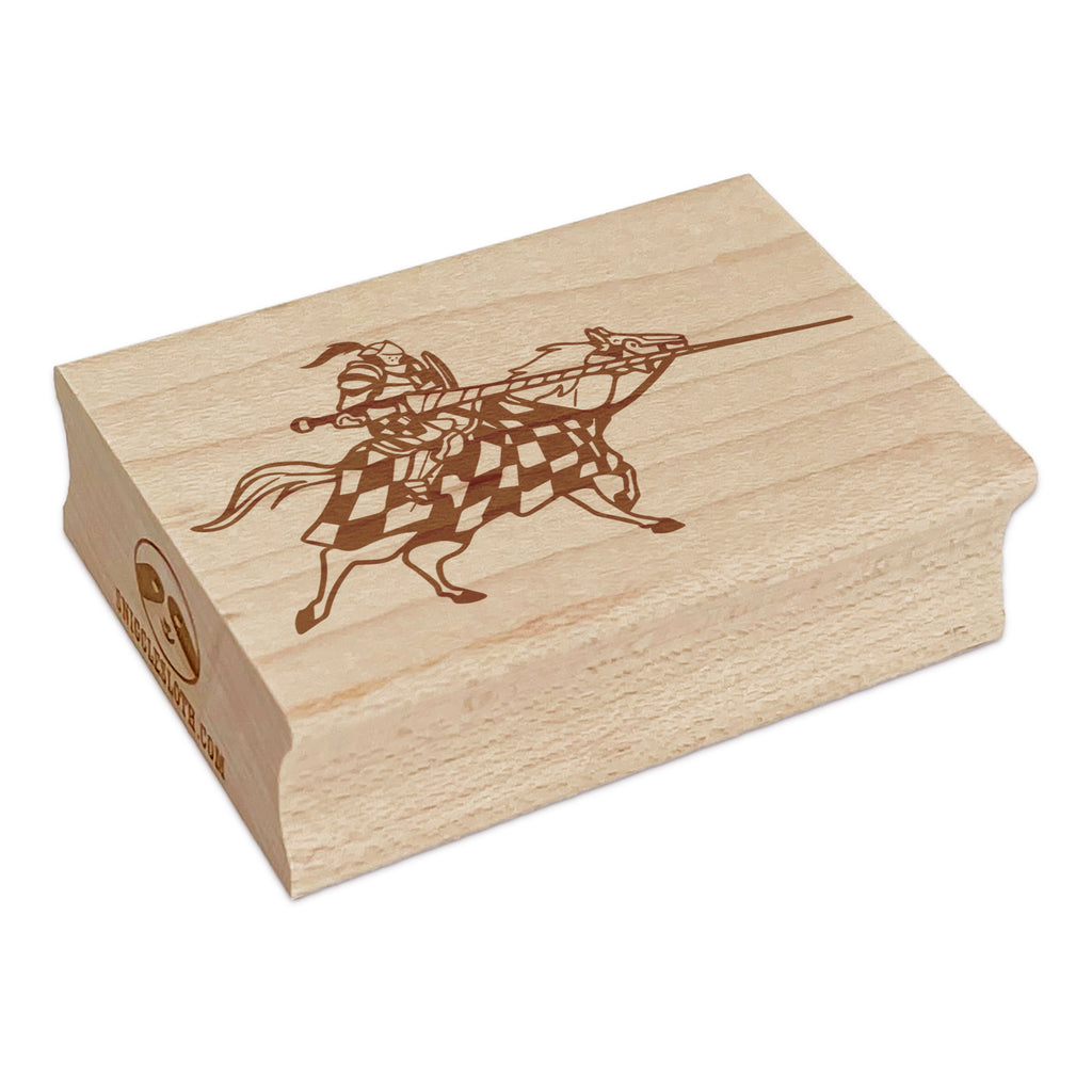 Joust Noble Knight Checkered Horse Rectangle Rubber Stamp for Stamping Crafting