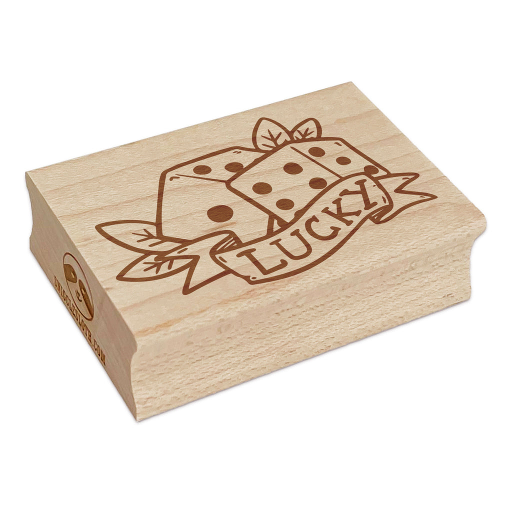 Lucky Six Sided Dice Rectangle Rubber Stamp for Stamping Crafting