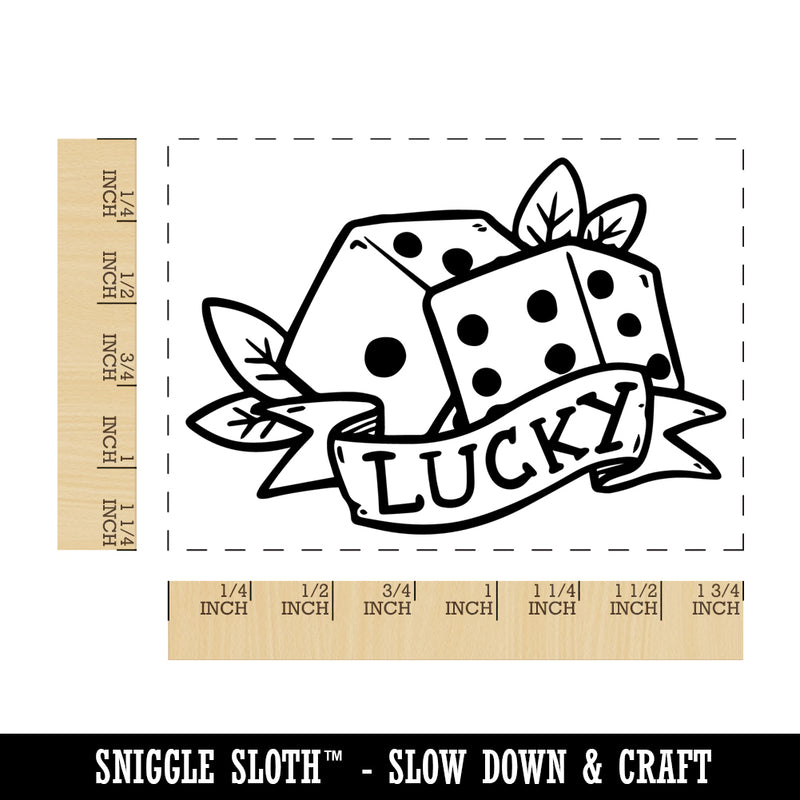 Lucky Six Sided Dice Rectangle Rubber Stamp for Stamping Crafting