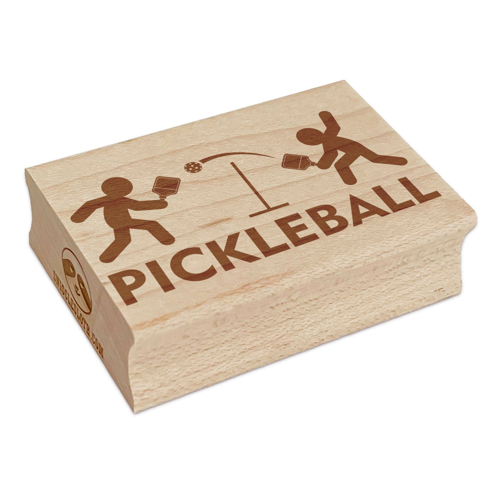 Pickleball Players Volley Sport Rectangle Rubber Stamp for Stamping Crafting