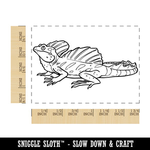 Plumed Green Basilisk Lizard Rectangle Rubber Stamp for Stamping Crafting