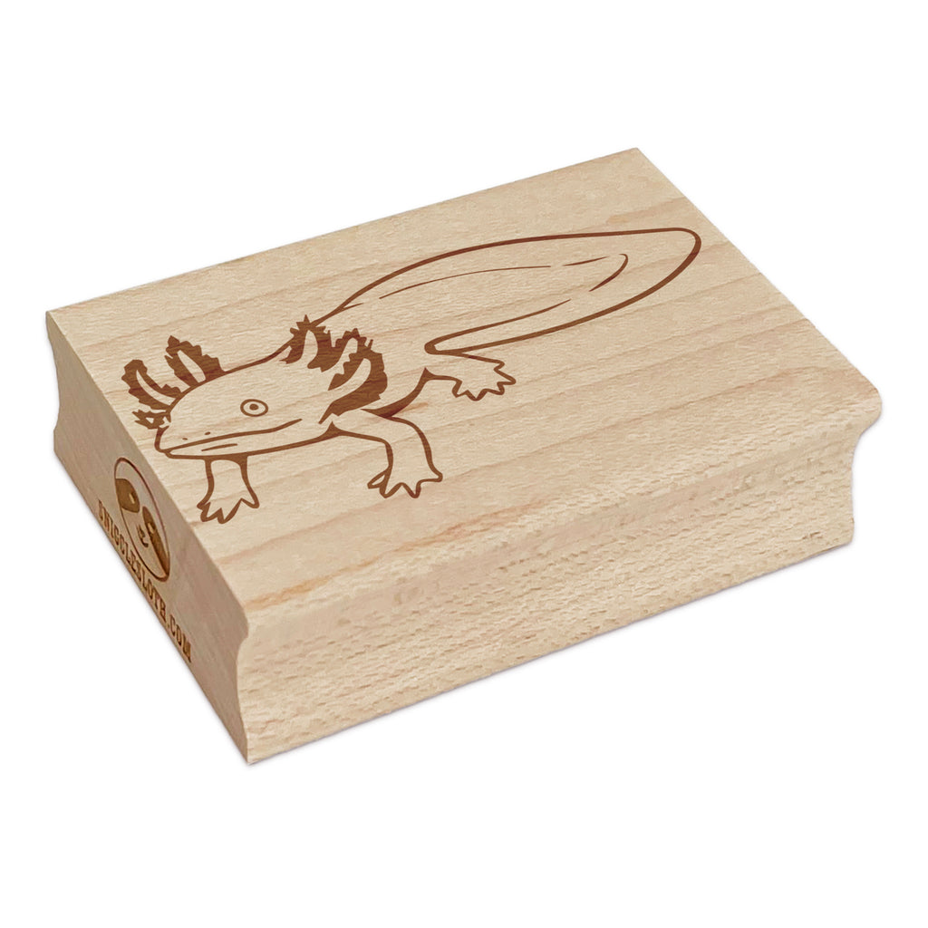 Realistic Albino Axolotl Mexican Amphibian Rectangle Rubber Stamp for Stamping Crafting
