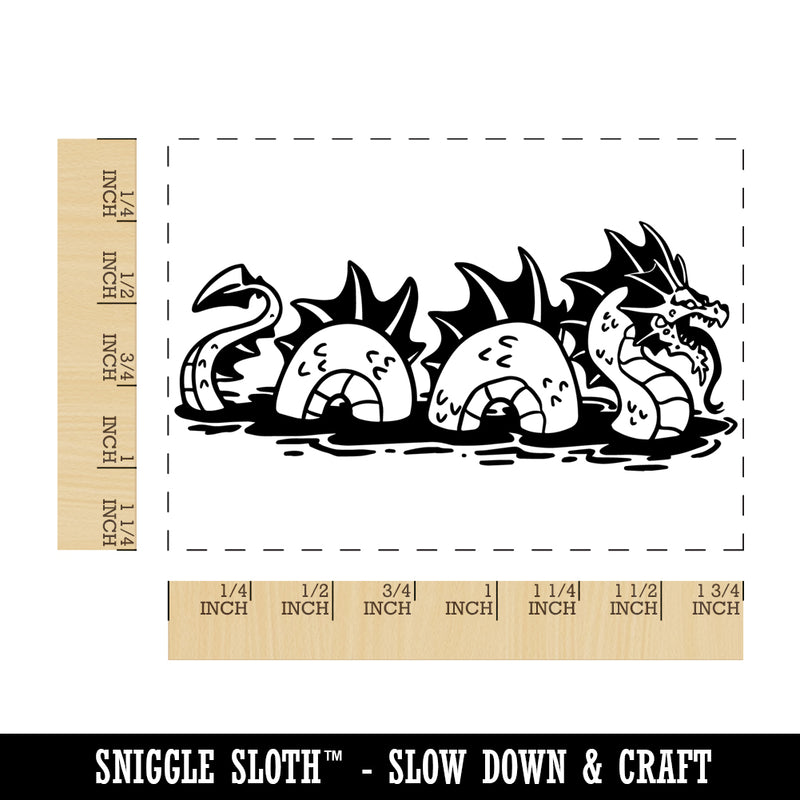 Sea Serpent Dragon Mythological Creature Rectangle Rubber Stamp for Stamping Crafting