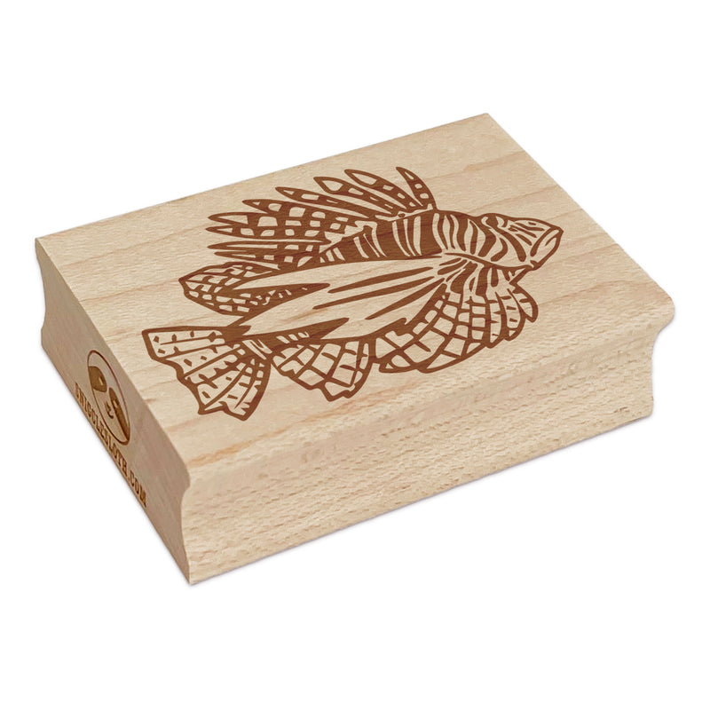 Striped Regal Lionfish Rectangle Rubber Stamp for Stamping Crafting