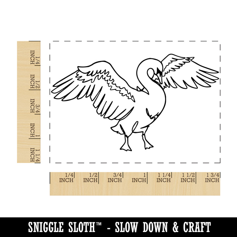 Swan Artsy Contour Line Rectangle Rubber Stamp for Stamping Crafting
