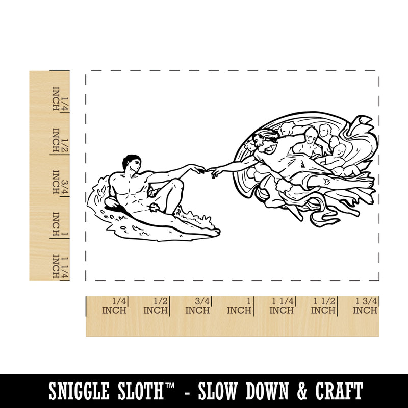 The Creation of Adam Michelangelo Painting Rectangle Rubber Stamp for Stamping Crafting