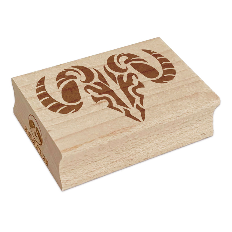 Tribal Ram Skull Rectangle Rubber Stamp for Stamping Crafting