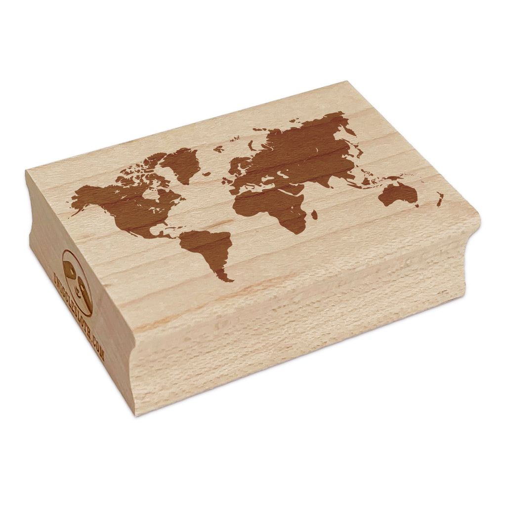 World Map Travel Rectangle Rubber Stamp for Stamping Crafting
