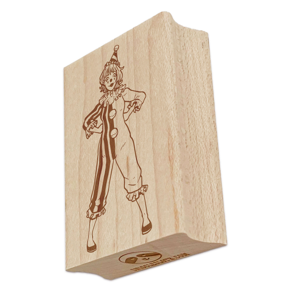 Adorable Clown Girl Rectangle Rubber Stamp for Stamping Crafting