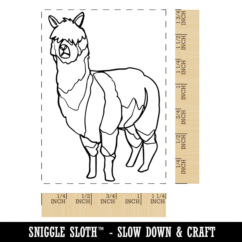 Alpaca Artsy Contour Line Rectangle Rubber Stamp for Stamping Crafting