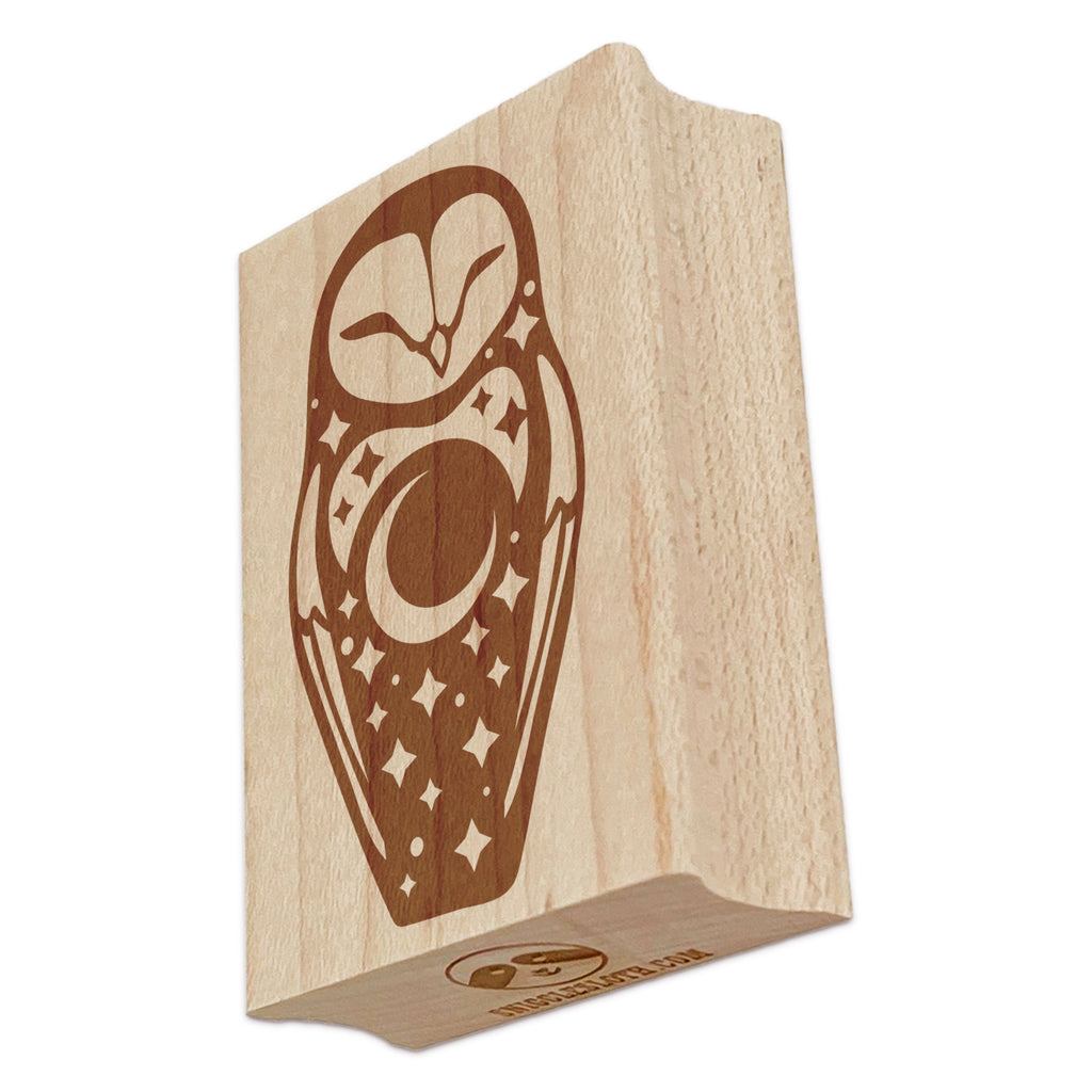 Barn Owl Totem Night Moon Rectangle Rubber Stamp for Stamping Crafting