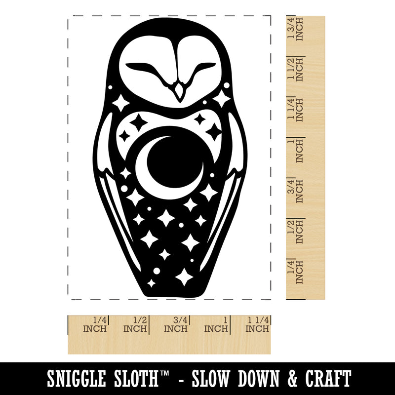 Barn Owl Totem Night Moon Rectangle Rubber Stamp for Stamping Crafting