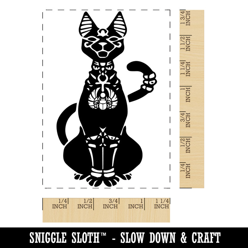 Bastet Feline Egyptian Cat Goddess Rectangle Rubber Stamp for Stamping Crafting