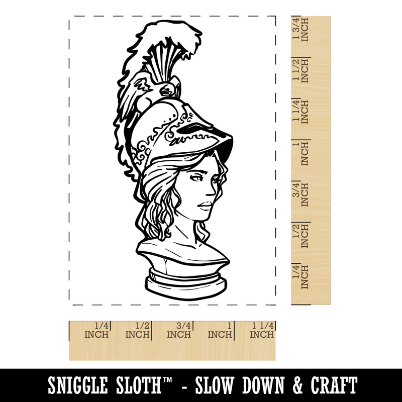Bust Statue Athena Greek Goddess Wisdom War Rectangle Rubber Stamp for Stamping Crafting
