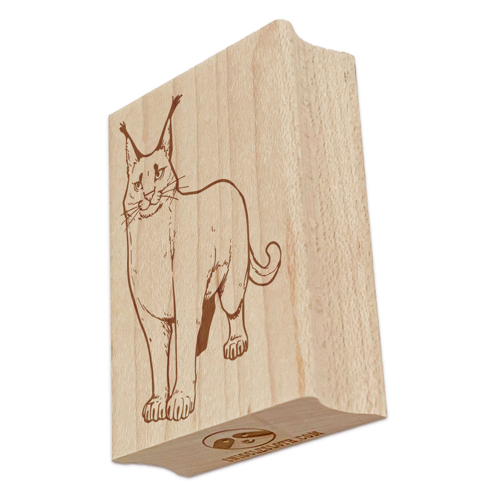 Caracal Tufted Ears Wild Cat Rectangle Rubber Stamp for Stamping Crafting