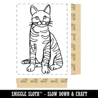 Cat Artsy Contour Line Rectangle Rubber Stamp for Stamping Crafting